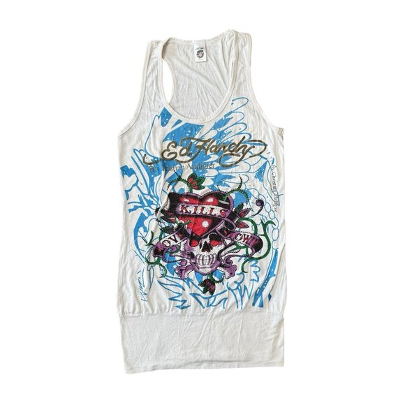 Vtg Ed Hardy Dress S/M Love Kills Slowly Christian Audigier Lightweight Stretchy - Picture 1 of 7